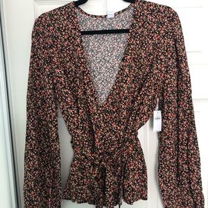 Wrap Floral Print Shirt